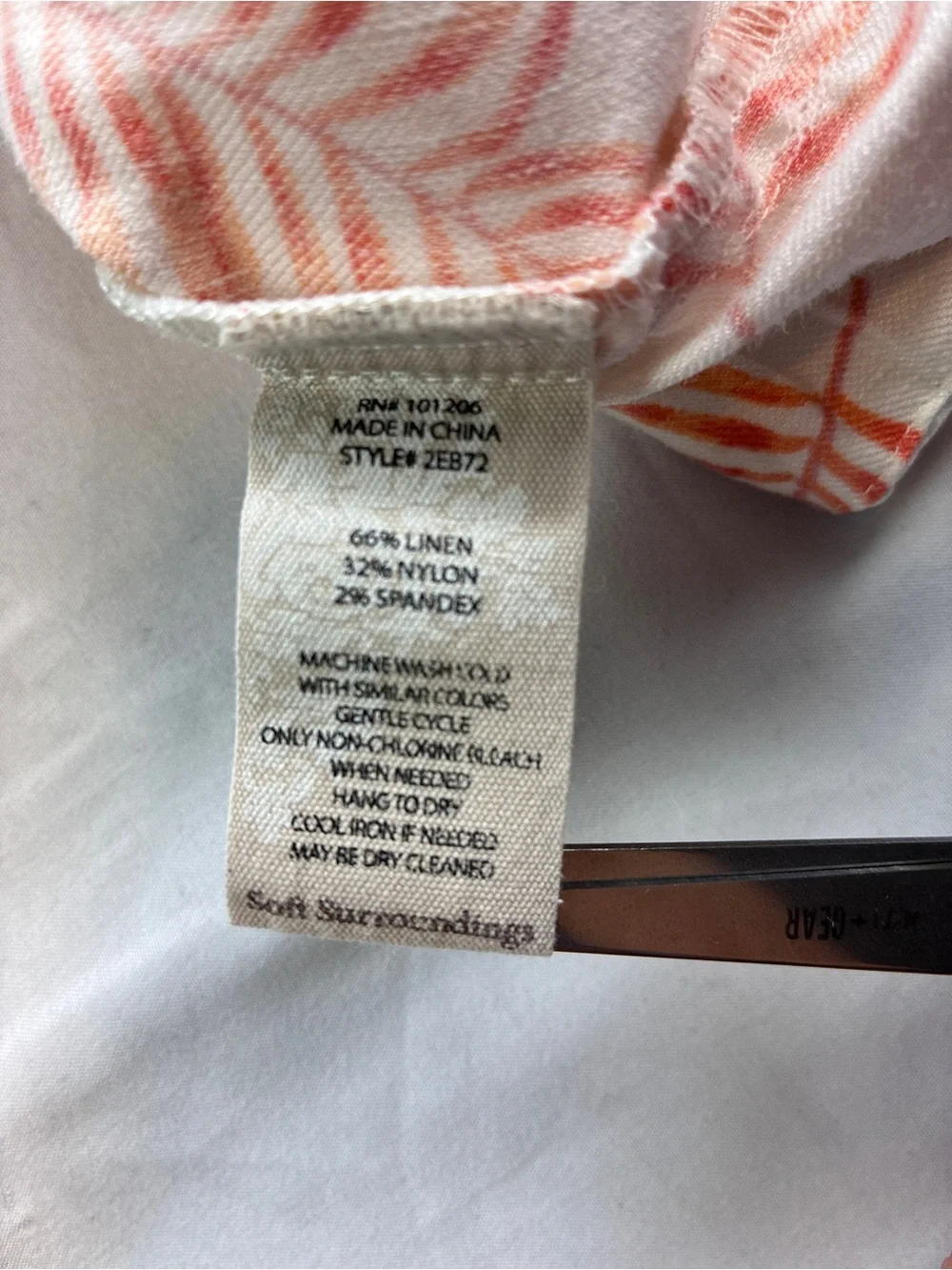 Soft Surroundings Summer Breeze Linen Blend Coral/Orange & Cream Shorts Sz M